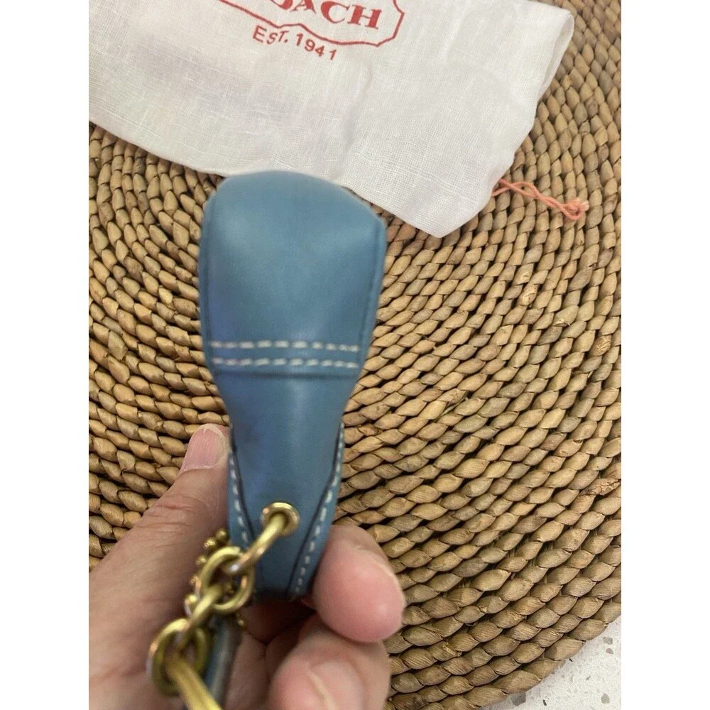 Coach Turquoise Ergo Hobo Leather Bag Keyring Charm w/dustbag